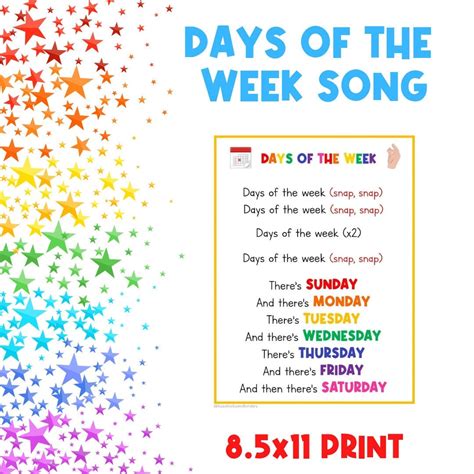 days of the week songs for preschoolers|days of the week chant.